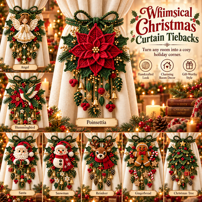 Christmas Crochet Curtain Tieback DIY Kits – Beginner-Friendly Holiday Craft Kits