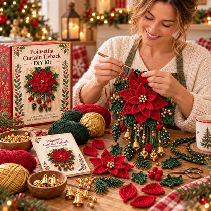 Christmas Crochet Curtain Tieback DIY Kits – Beginner-Friendly Holiday Craft Kits