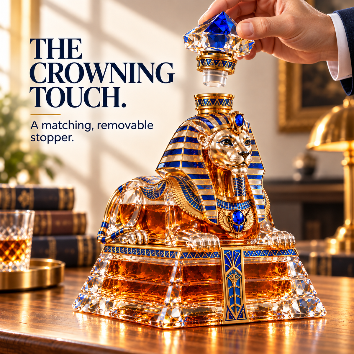The Sphinx’s Legacy Whiskey Decanter — Royal Blue & Gold Limited Collector’s Edition