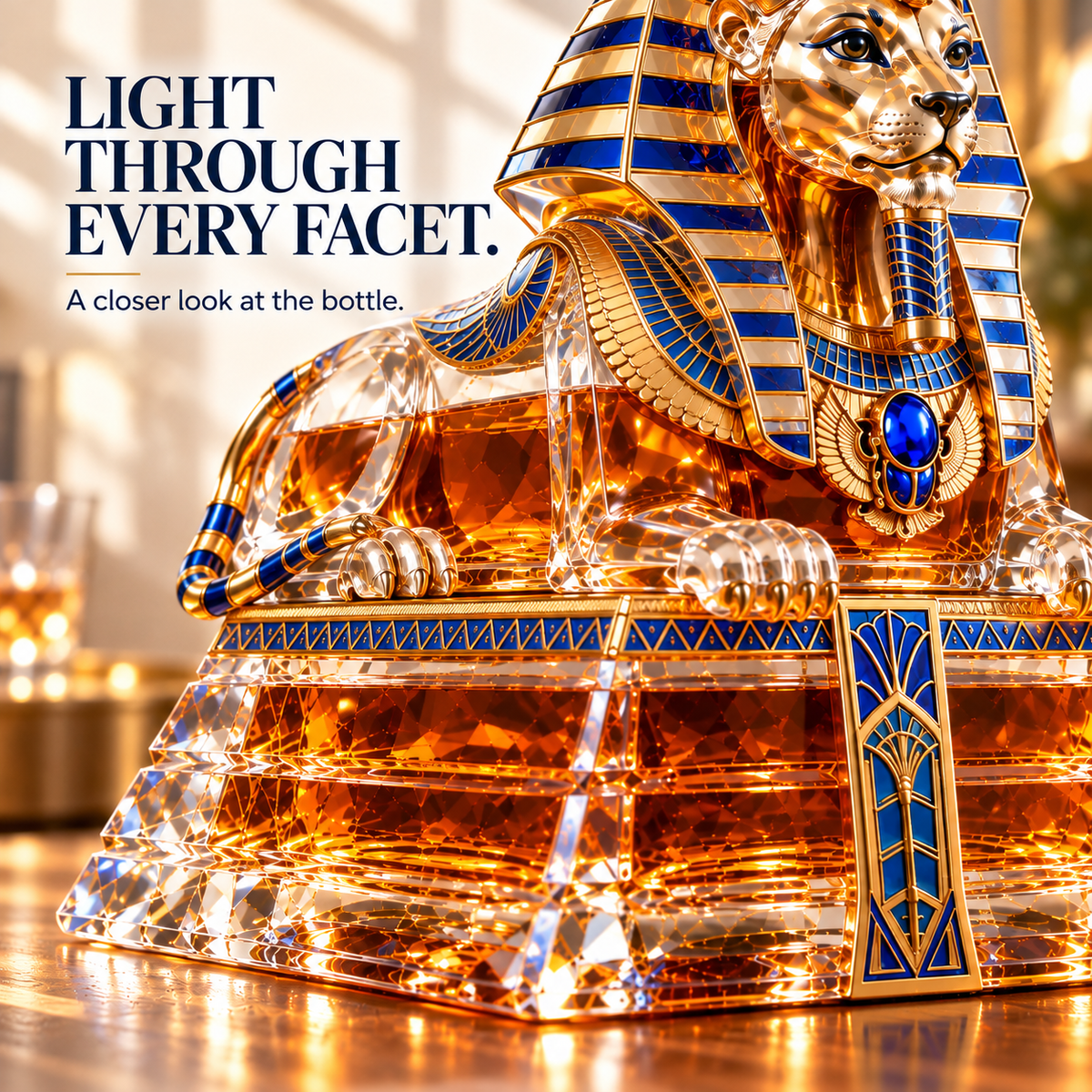 The Sphinx’s Legacy Whiskey Decanter — Royal Blue & Gold Limited Collector’s Edition