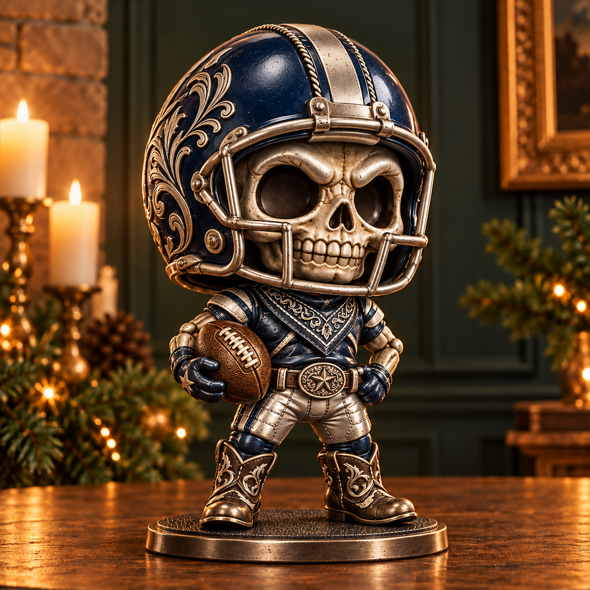 Gridiron Skull Legends – Vintage Metallic Football Collectible Figurines