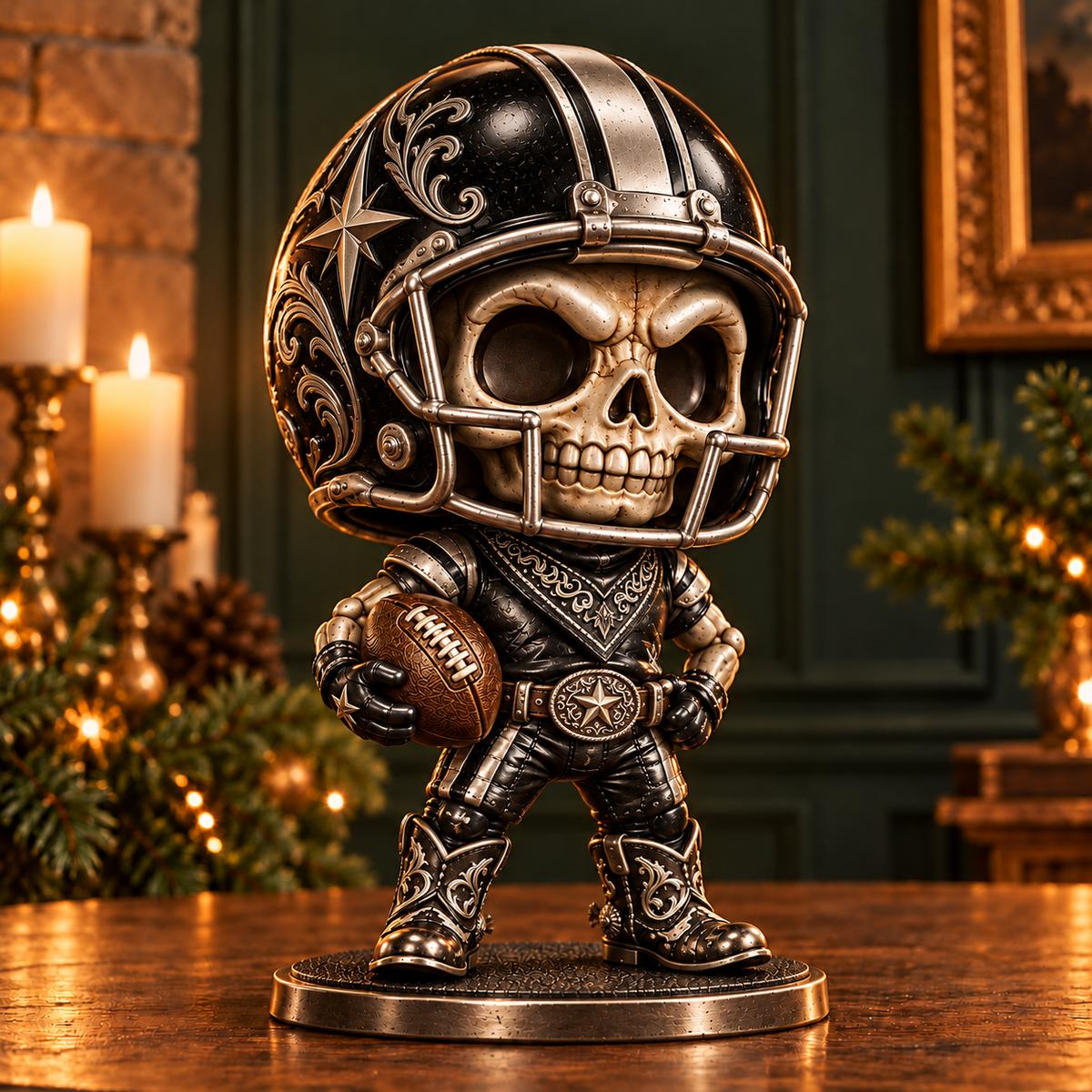 Gridiron Skull Legends – Vintage Metallic Football Collectible Figurines