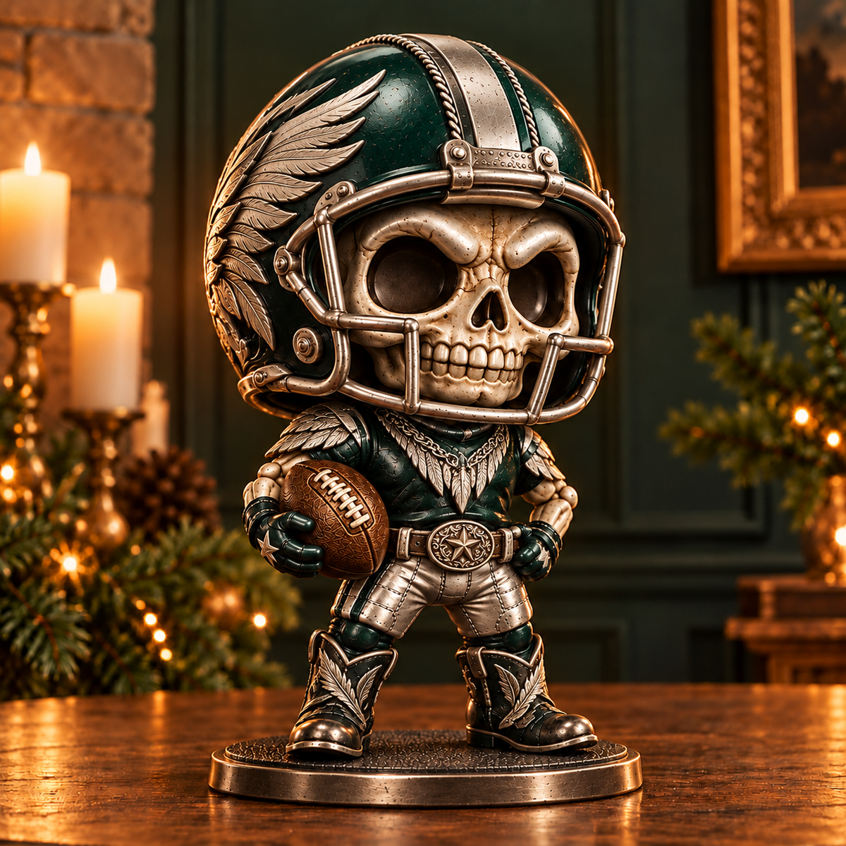Gridiron Skull Legends – Vintage Metallic Football Collectible Figurines