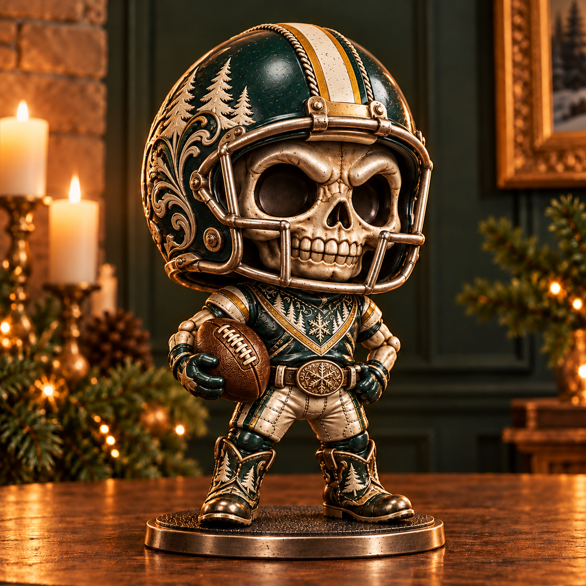Gridiron Skull Legends – Vintage Metallic Football Collectible Figurines
