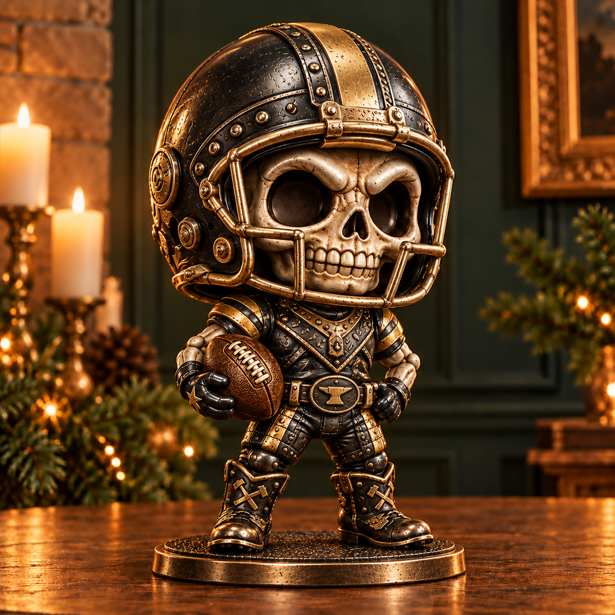 Gridiron Skull Legends – Vintage Metallic Football Collectible Figurines