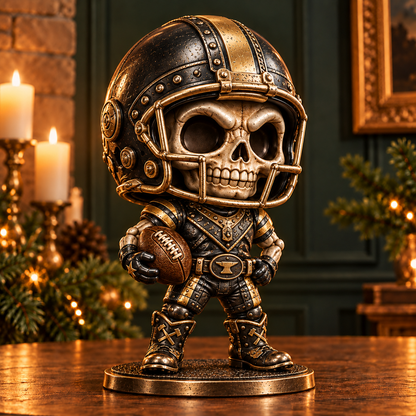 Gridiron Skull Legends – Vintage Metallic Football Collectible Figurines