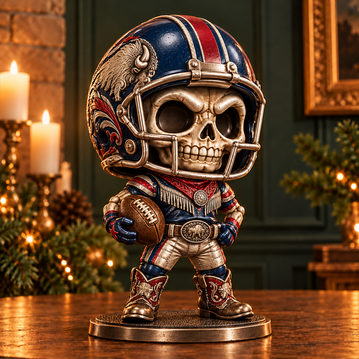 Gridiron Skull Legends – Vintage Metallic Football Collectible Figurines