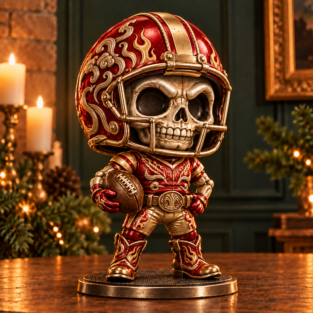 Gridiron Skull Legends – Vintage Metallic Football Collectible Figurines