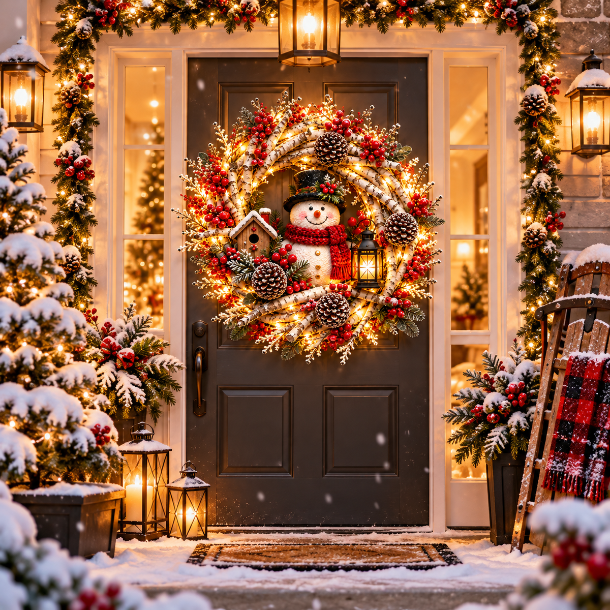 🔥 LAST DAY 49% OFF 🔥❤️ Official Snowy Birch Cardinal Wreath™ – Authentic Quality Lighted Christmas Door Wreath with Paired Red Cardinals, Berries & Pinecones ✨