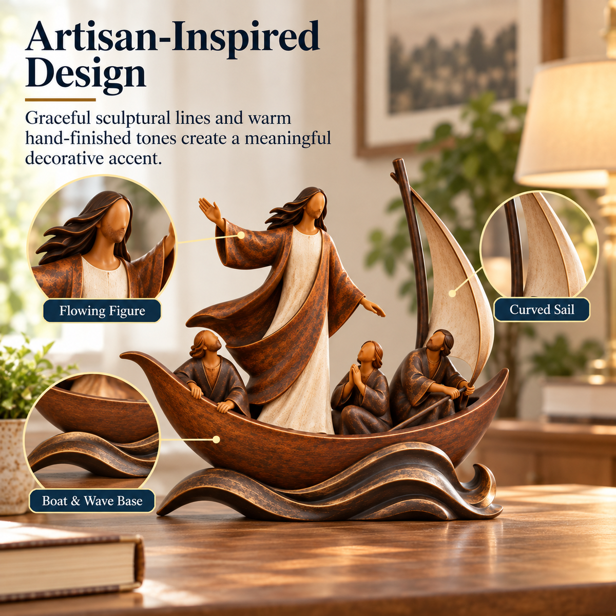 Artisan-inspired sculptural design and detailed construction