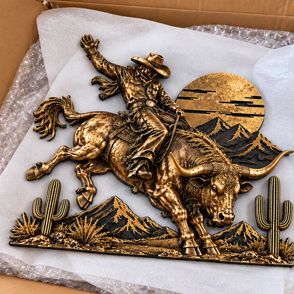 🤠🐂 Wild West Rodeo™ – 3D Metal Bull Rider Car & Truck Badge 🌵