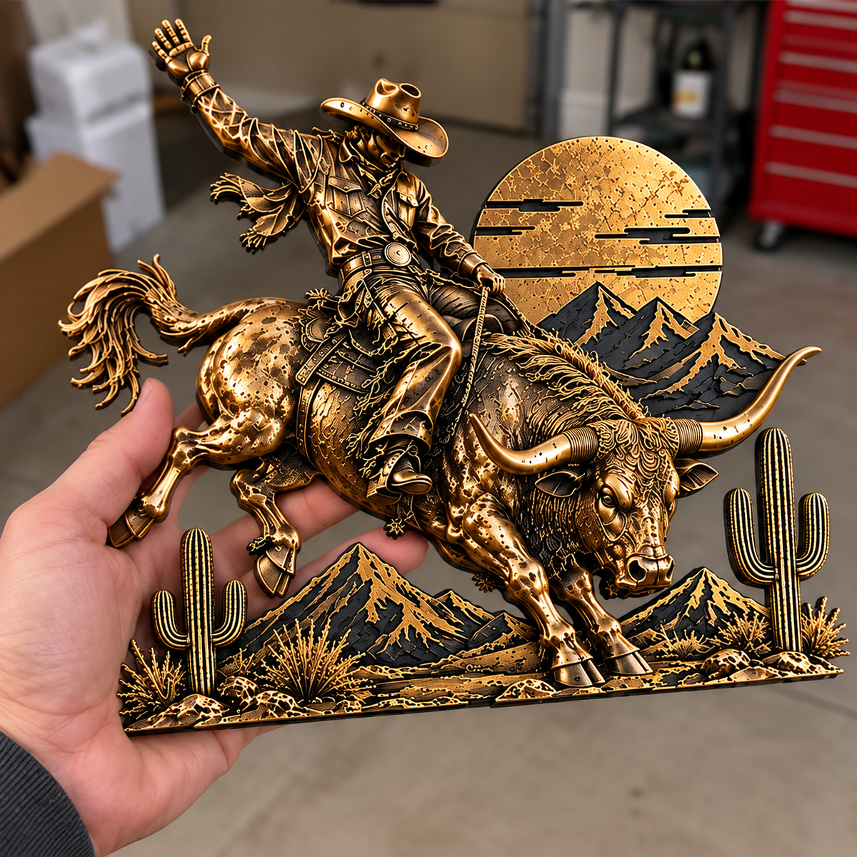 🤠🐂 Wild West Rodeo™ – 3D Metal Bull Rider Car & Truck Badge 🌵