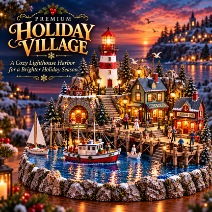 🎄⚓ Coastal Christmas Wonderland™ – Lighted Lighthouse Village ✨