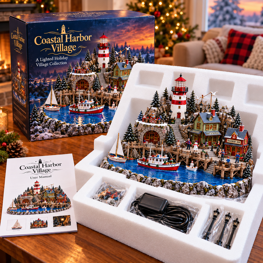 Christmas harbor village in natural daylight