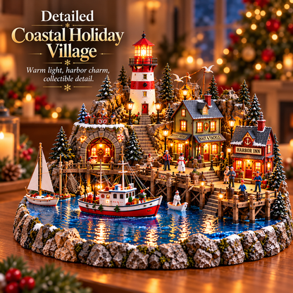 🎄⚓ Coastal Christmas Wonderland™ – Lighted Lighthouse Village ✨