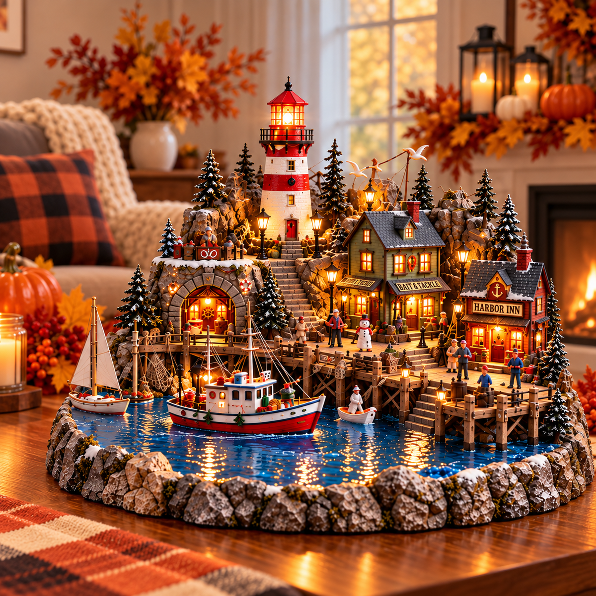 🎄⚓ Coastal Christmas Wonderland™ – Lighted Lighthouse Village ✨