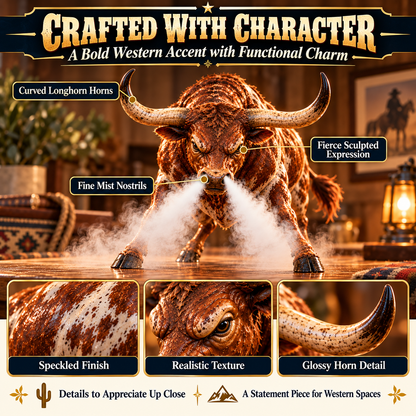 🤠🐂 Longhorn Fury™ – Mist-Breathing Bull Humidifier & Western Decor 🌵