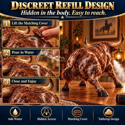 🤠🐂 Longhorn Fury™ – Mist-Breathing Bull Humidifier & Western Decor 🌵