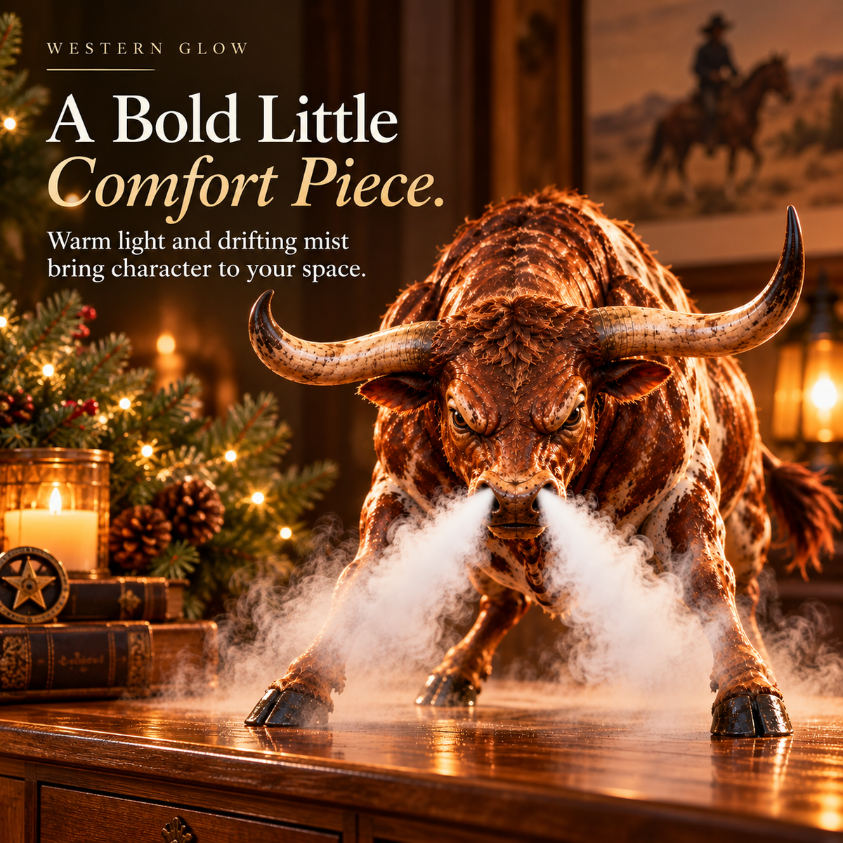 🤠🐂 Longhorn Fury™ – Mist-Breathing Bull Humidifier & Western Decor 🌵