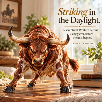 🤠🐂 Longhorn Fury™ – Mist-Breathing Bull Humidifier & Western Decor 🌵