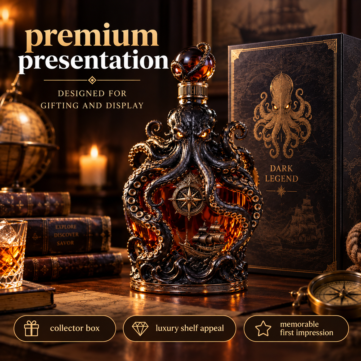 Kraken decanter premium packaging concept