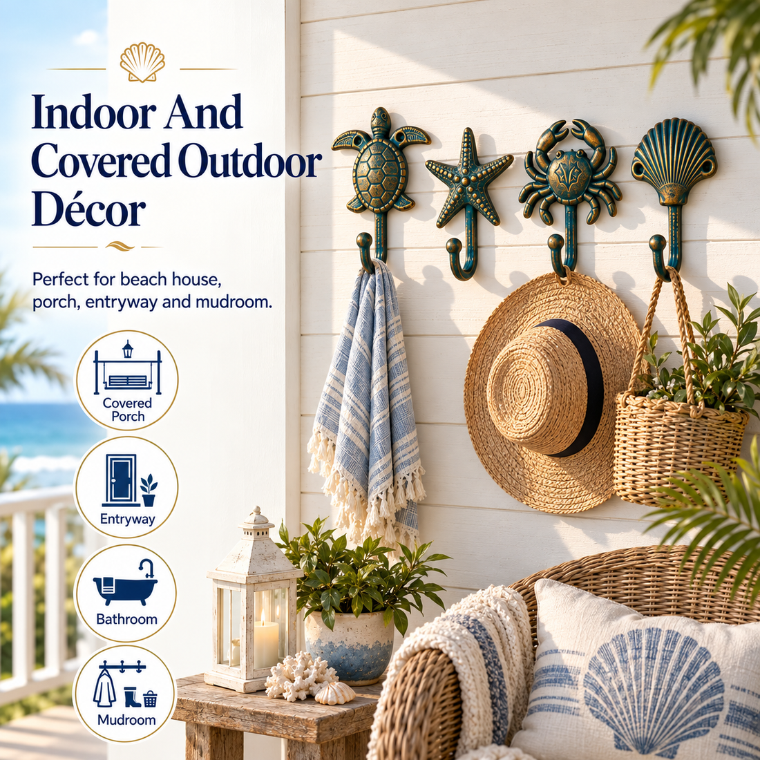 Coastal wall hooks home and porch use ideas