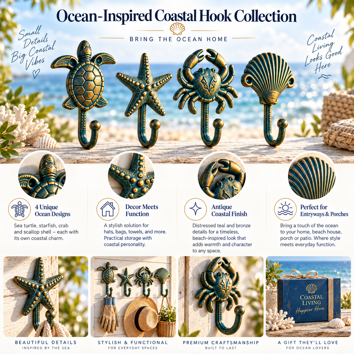 Ocean inspired wall hook collection