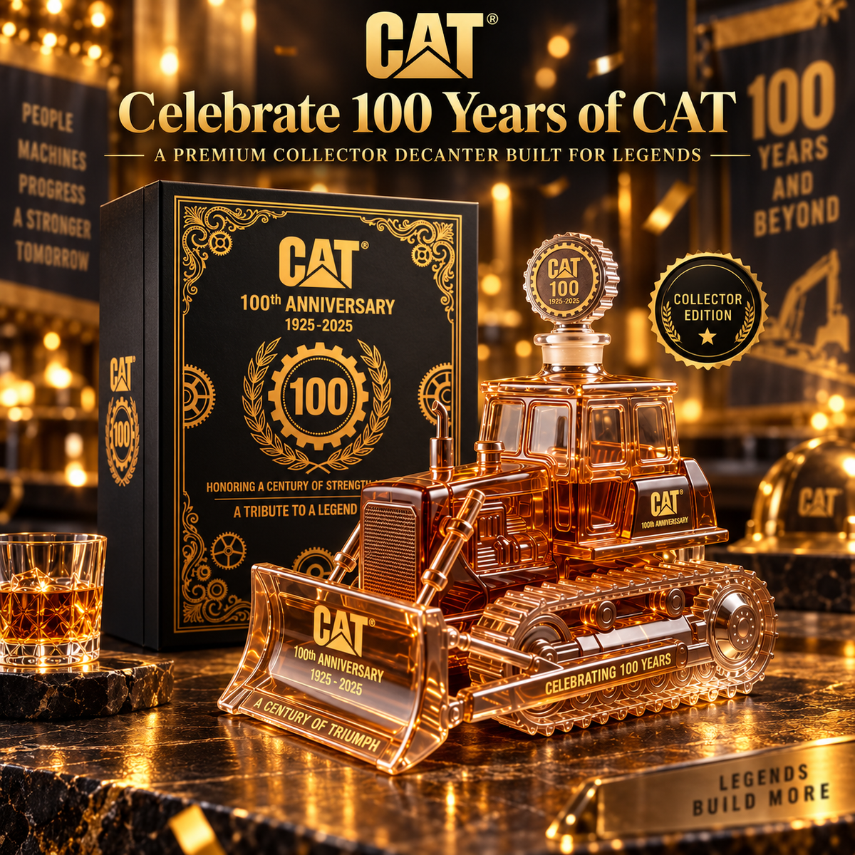 CAT 100th Anniversary collector decanter
