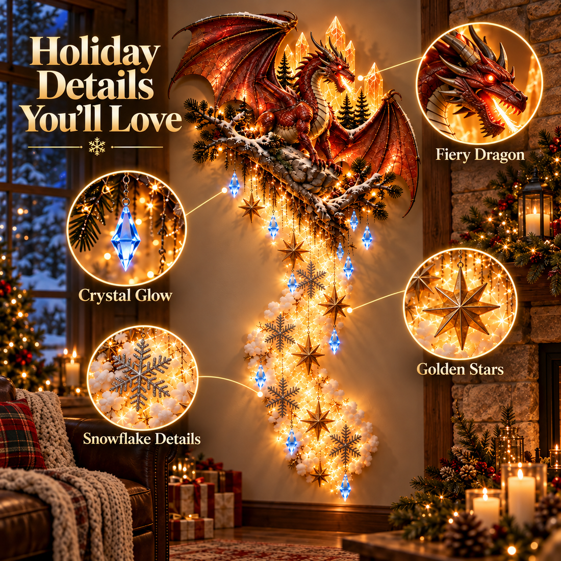 Fire Dragon Christmas Magic Trail decorative details