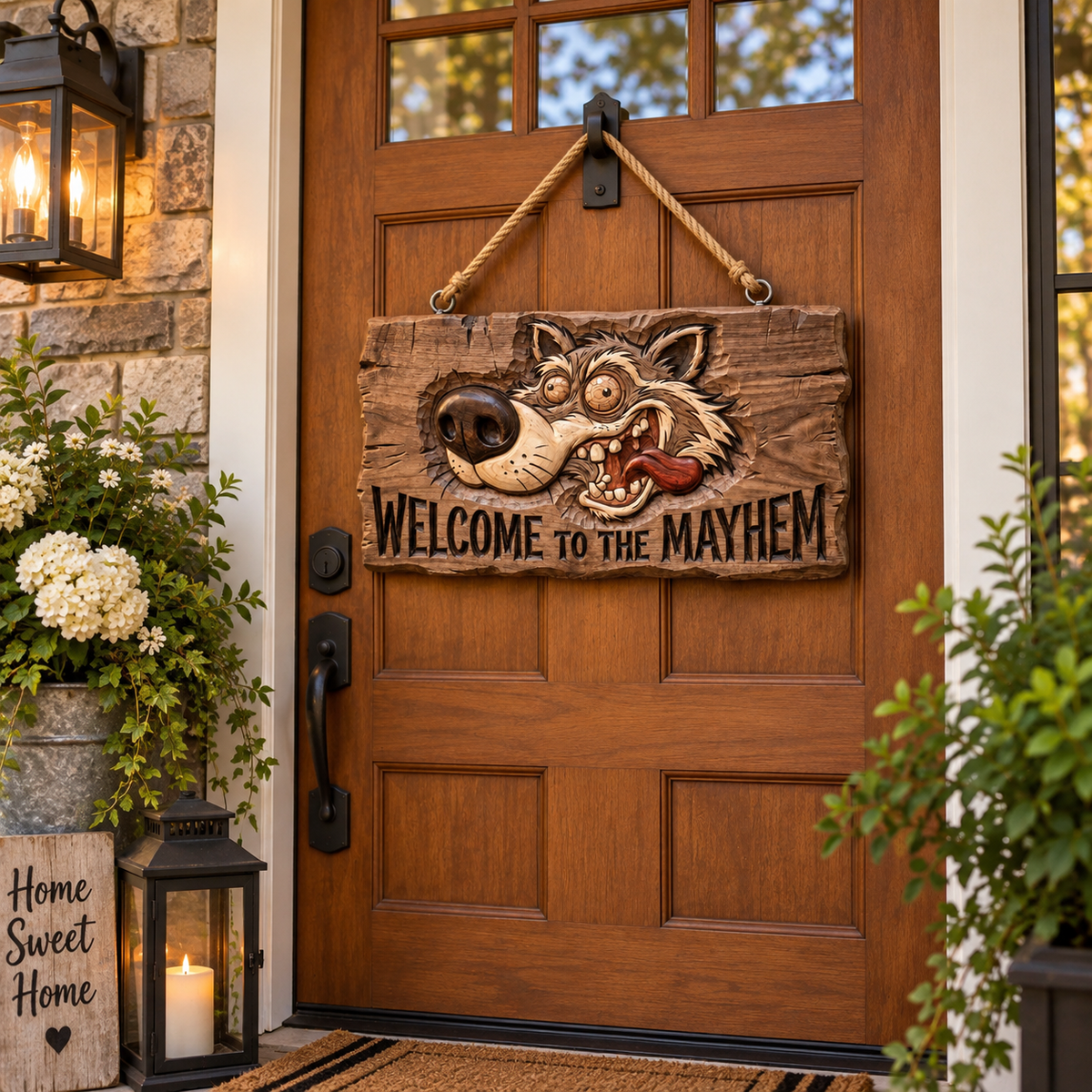 🐕🐾Welcome to the Mayhem Funny Dog Hanging Sign