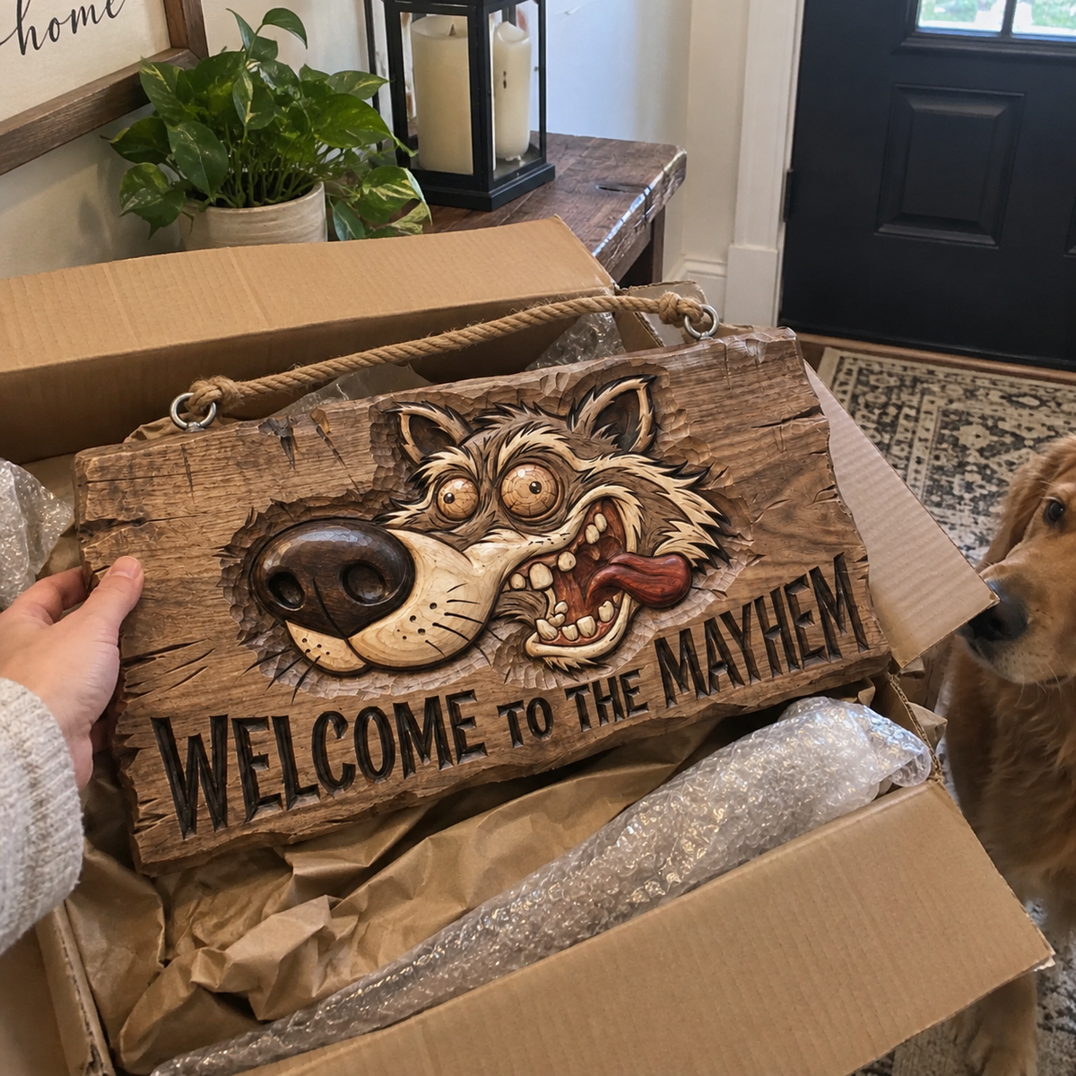🐕🐾Welcome to the Mayhem Funny Dog Hanging Sign