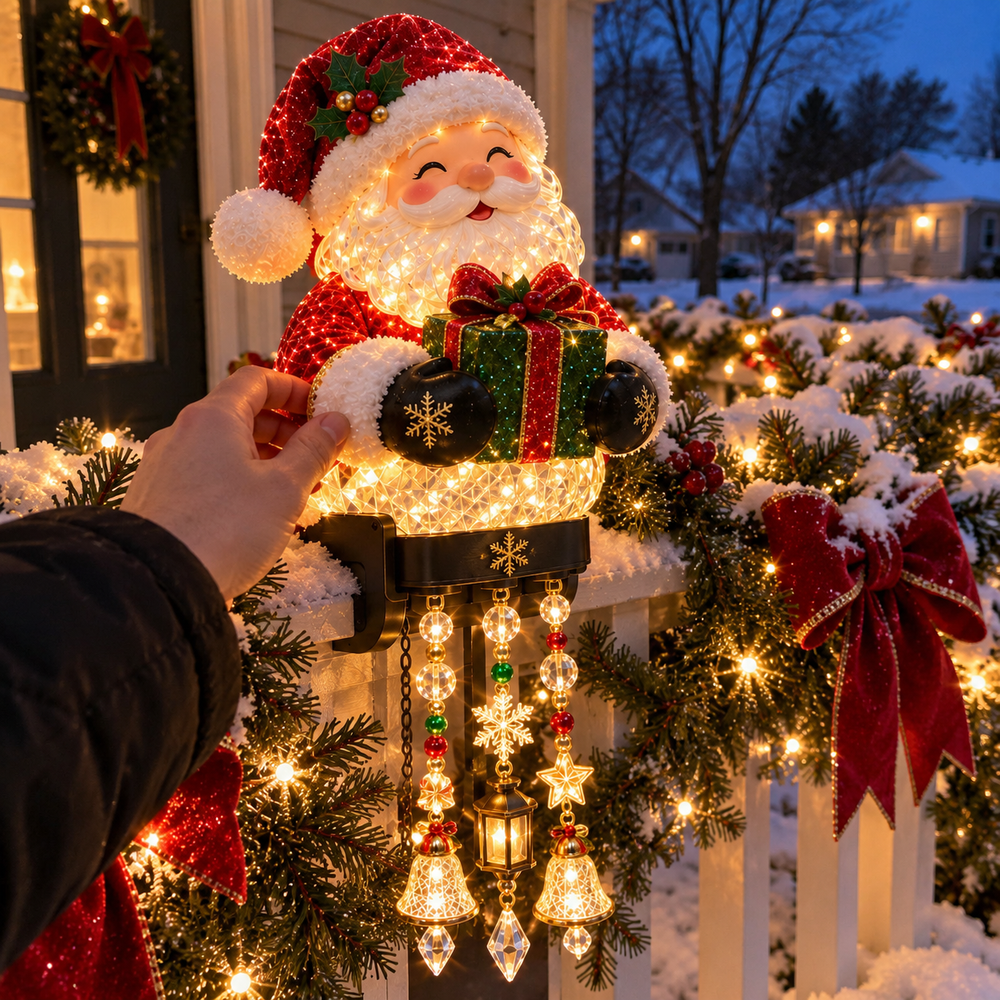 Christmas railing light porch display