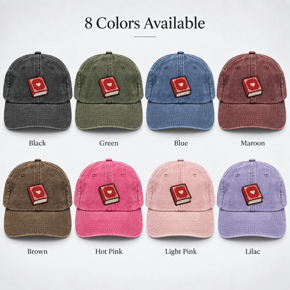 📕Interactive Storybook Cap – Vintage Washed Flip-Open Book Hat