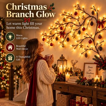 🎄 Flexible LED Branch Lights | Remote-Controlled Holiday Wall Decor(📦Buy 2 Free Shipping)