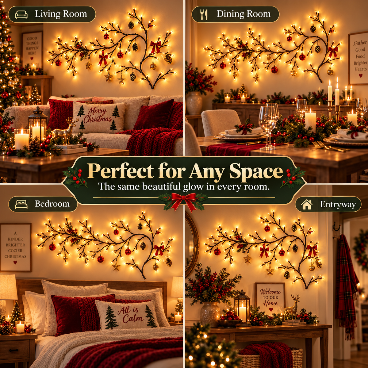 🎄 Flexible LED Branch Lights | Remote-Controlled Holiday Wall Decor(📦Buy 2 Free Shipping)