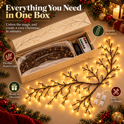 🎄 Flexible LED Branch Lights | Remote-Controlled Holiday Wall Decor(📦Buy 2 Free Shipping)