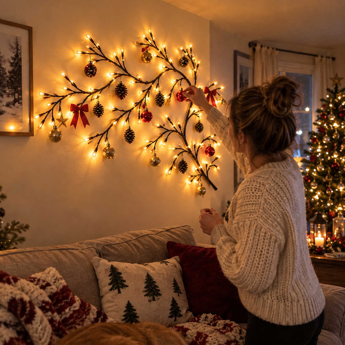 🎄 Flexible LED Branch Lights | Remote-Controlled Holiday Wall Decor(📦Buy 2 Free Shipping)