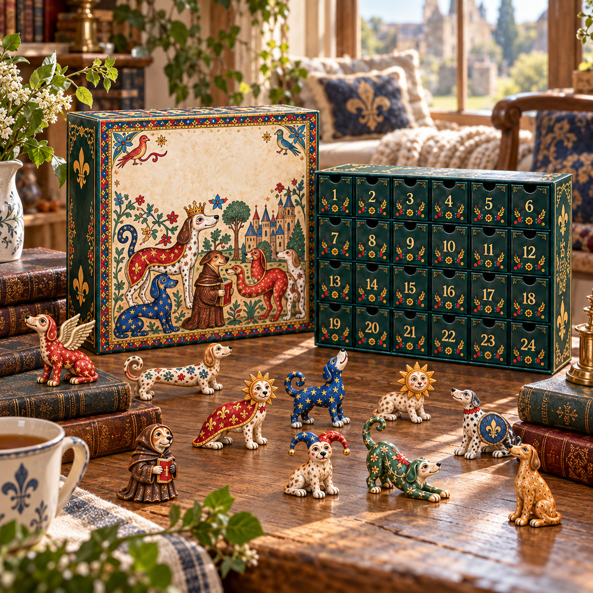 Medieval dog figurine Christmas collection