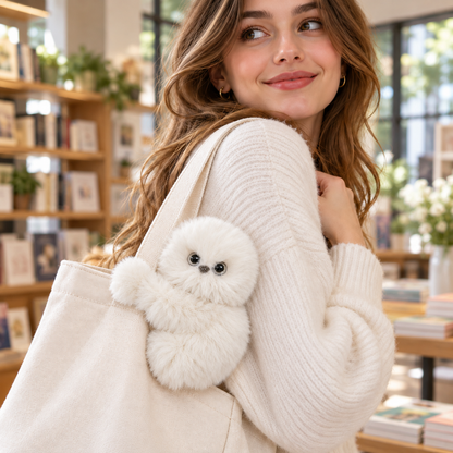 🧸👀 Interactive Head-Turning Plush Bag Charm – Cute Fluffy Companion