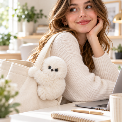 🧸👀 Interactive Head-Turning Plush Bag Charm – Cute Fluffy Companion