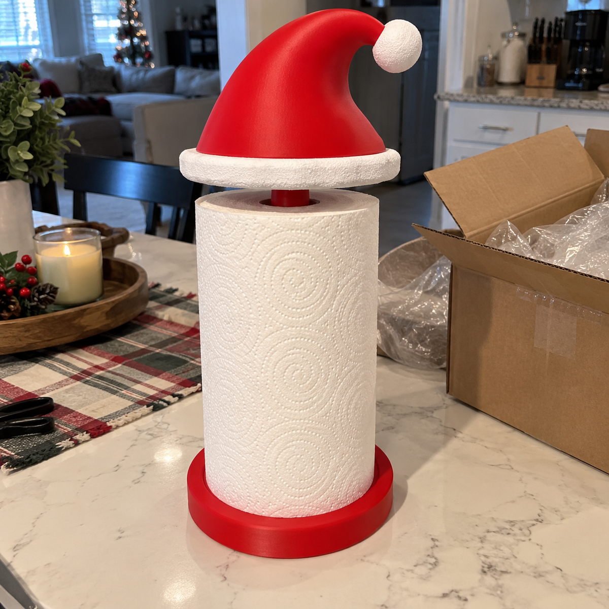 50% OFF🎅🎄 Santa Hat Paper Towel Holder – Festive Christmas Kitchen Decor ！！！🎁
