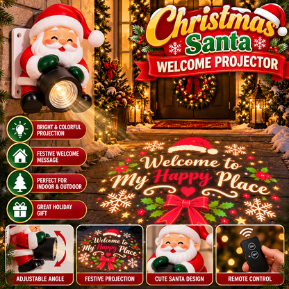 🎅 Santa Christmas Welcome Projector – Festive Holiday Doorway Light with Remote Control ✨