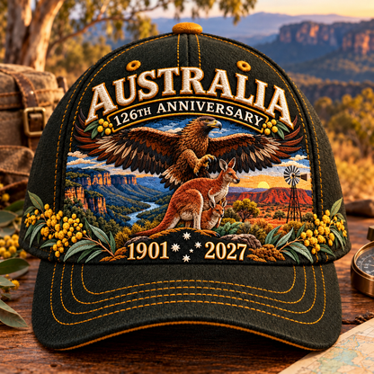 🔥LAST DAY 50% OFF - 🦘Australia 126th Anniversary 1901–2027 – Premium Embroidered Heritage Cap 100% Cotton