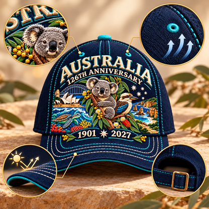 🔥LAST DAY 50% OFF - 🦘Australia 126th Anniversary 1901–2027 – Premium Embroidered Heritage Cap 100% Cotton
