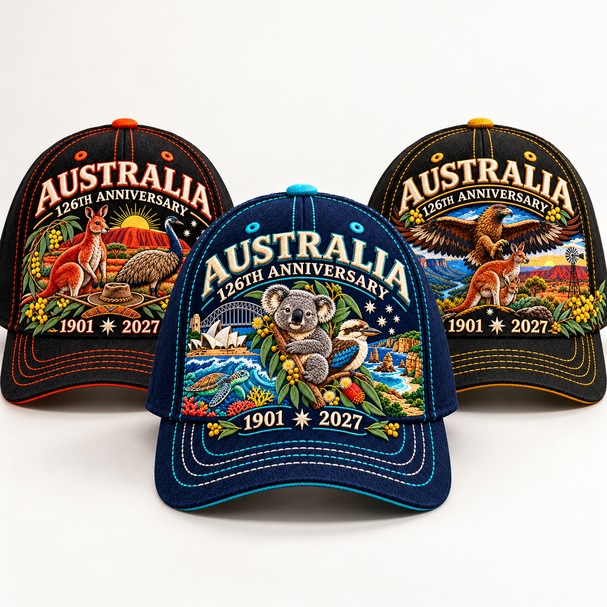 🔥LAST DAY 50% OFF - 🦘Australia 126th Anniversary 1901–2027 – Premium Embroidered Heritage Cap 100% Cotton