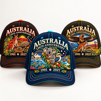 🔥LAST DAY 50% OFF - 🦘Australia 126th Anniversary 1901–2027 – Premium Embroidered Heritage Cap 100% Cotton
