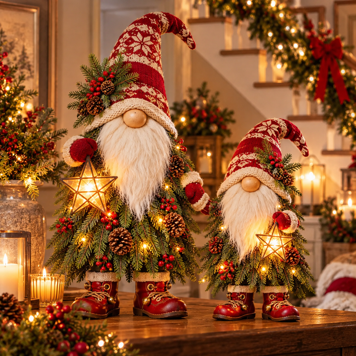 🌲Evergreen Star Guardians™ – Lighted Christmas Gnome Trees