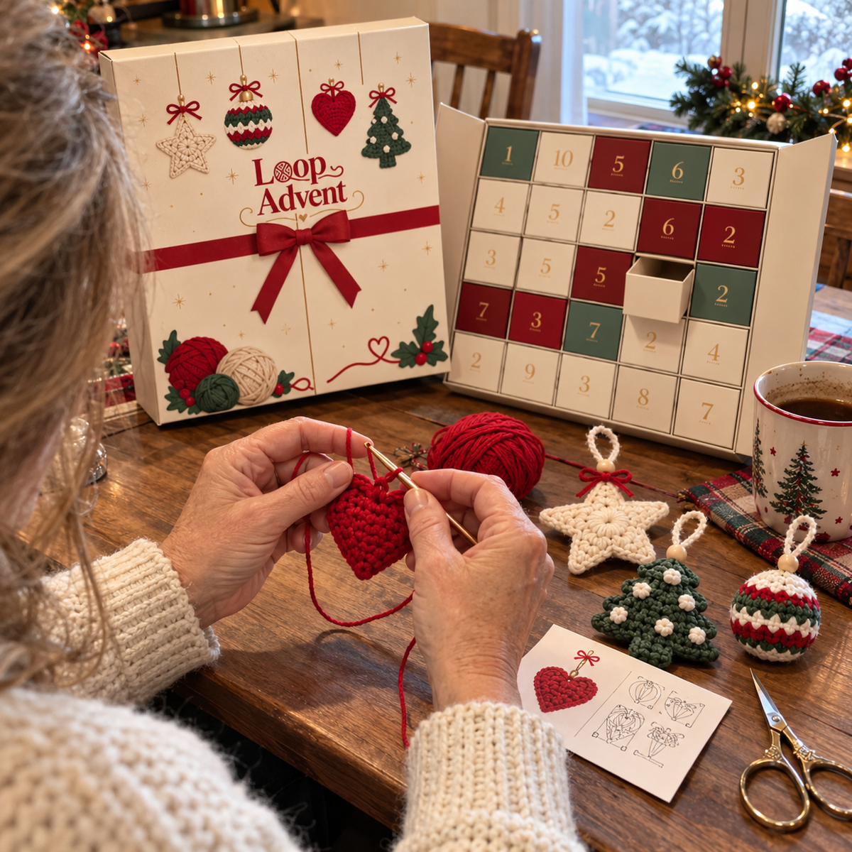 🎄 24-Day Crochet Christmas Advent Calendar – 24 Surprise DIY Ornament Kits to Make & Hang 🧶