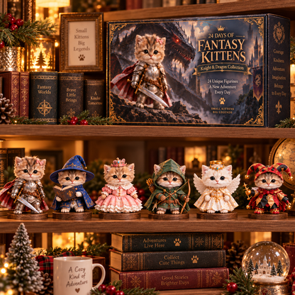 🐉 24 Days of Fantasy Kittens Advent Calendar – Knight & Dragon Collection 🐱