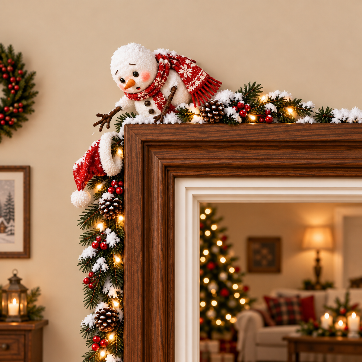 ⛄ 🎄 Winter Snowman Christmas Door Frame Corner Decor ❄️